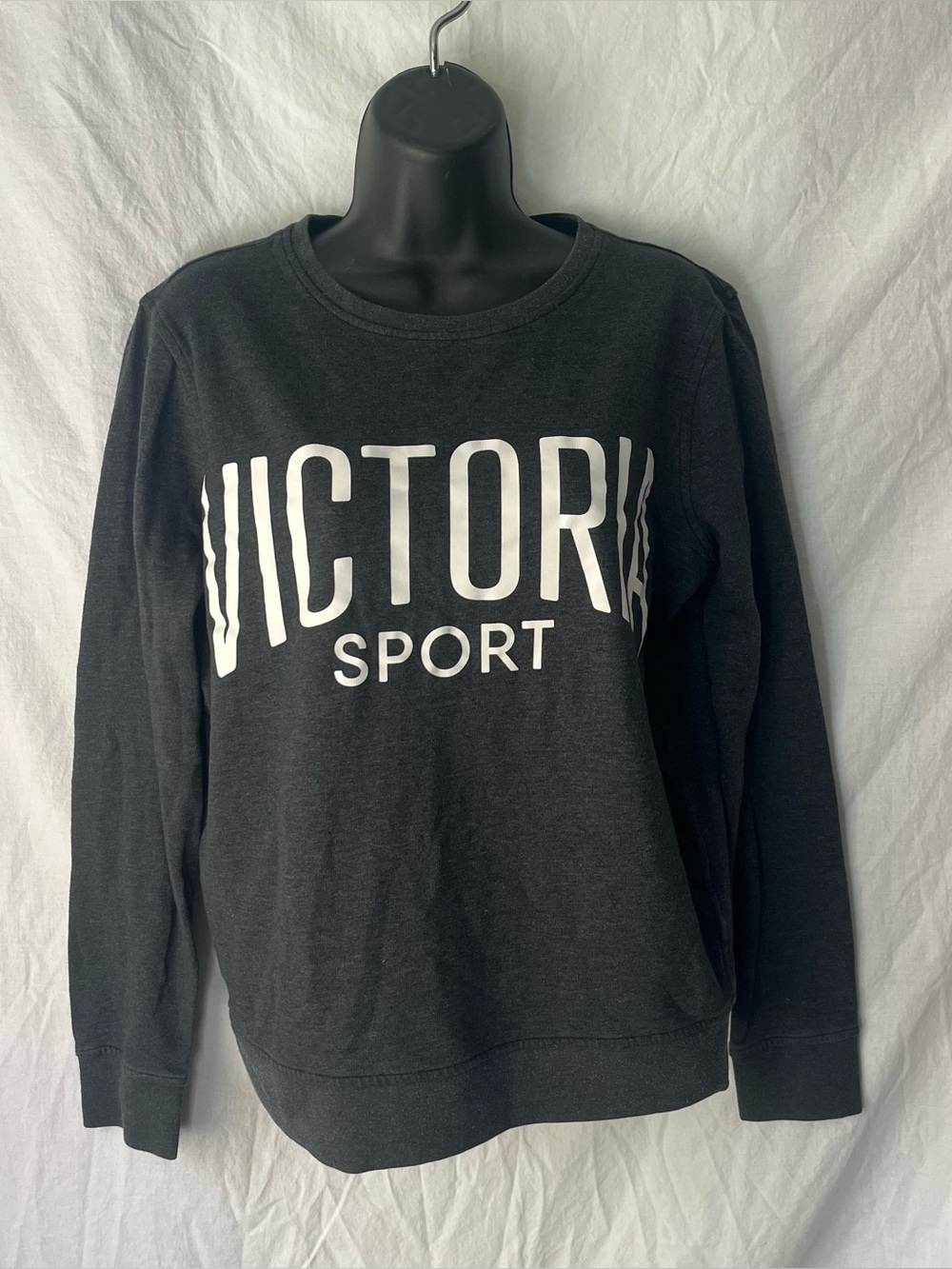 Victoria Secret Sport Charcoal Gray Logo Crewneck Lightweight Sweatshirt SMALL